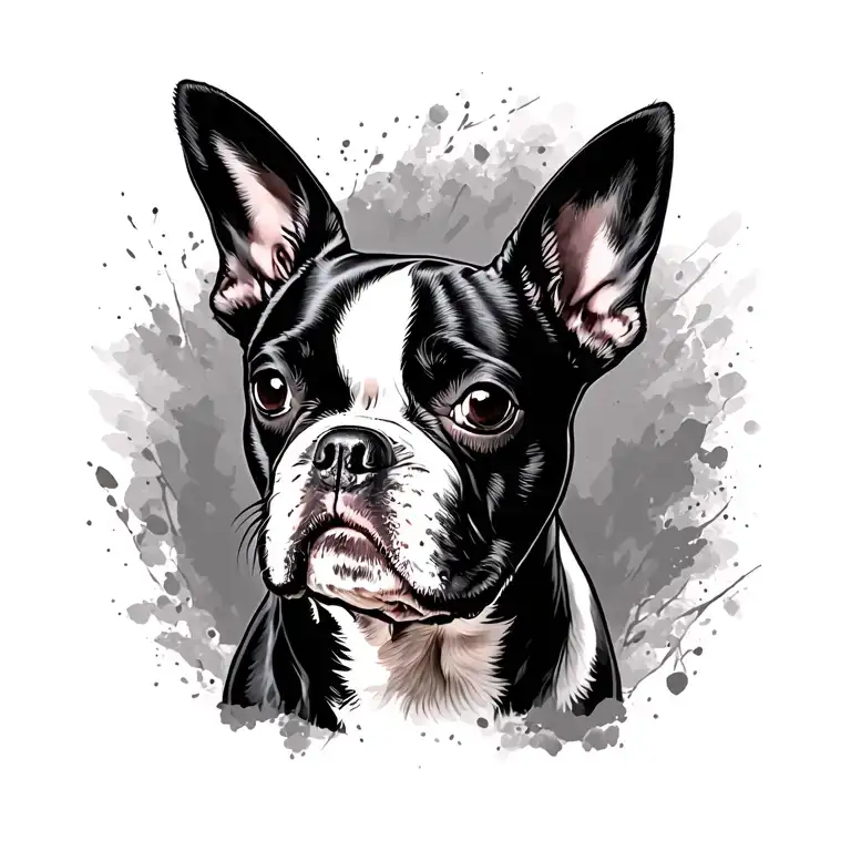 boston terrier dog tattoo design idea