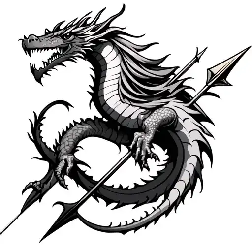 Dragon and arrow design tattoo design idea