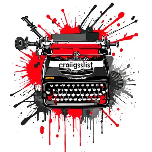 the word "craigslist" spelled correctly in a typewriter font with car parts in the background tattoo design idea