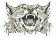 snarling wolf face tattoo design idea