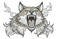 snarling wolf face tattoo design idea