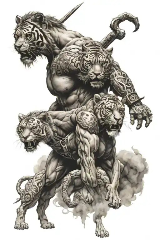 13  number  and leo and warrior bodybuilding   tattoo design idea