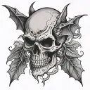 skull,bat,death tattoo design idea