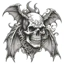 skull,bat,death tattoo design idea