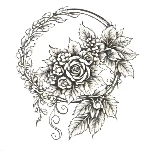 wreath and dates 10 10 2000 tattoo design idea