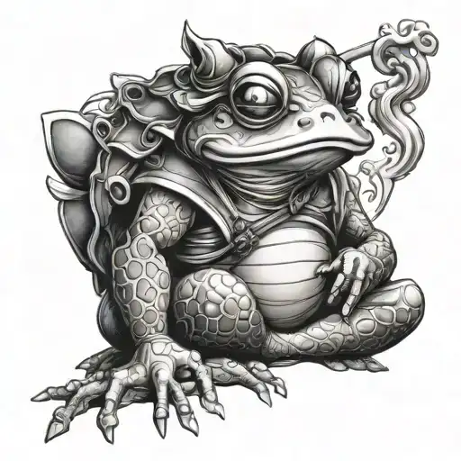 samurai frog smoking tattoo design idea