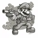 Mario holding rifle tattoo design idea