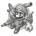 Mario holding rifle tattoo design idea