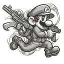 Mario holding rifle tattoo design idea