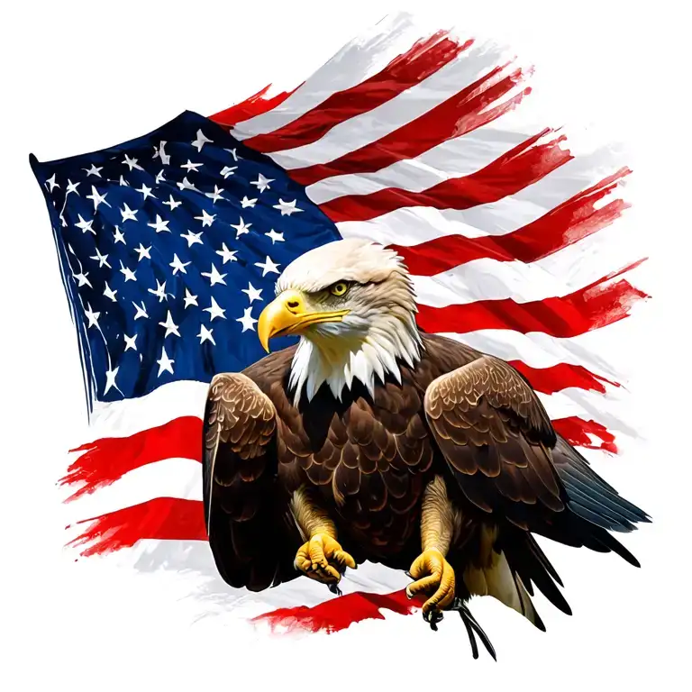 Bald Eagle and the American Flag tattoo design idea