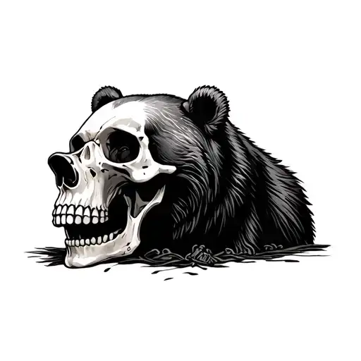 creative tattoo of bear for the top of a skull tattoo design idea