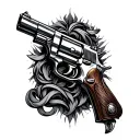 Wizart with gun intertwined tattoo design idea