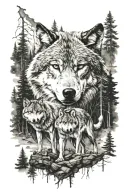 wolf pack woods tattoo design idea
