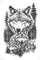 wolf pack woods tattoo design idea