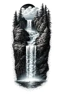 a waterfall that turns into rain drops tattoo design idea