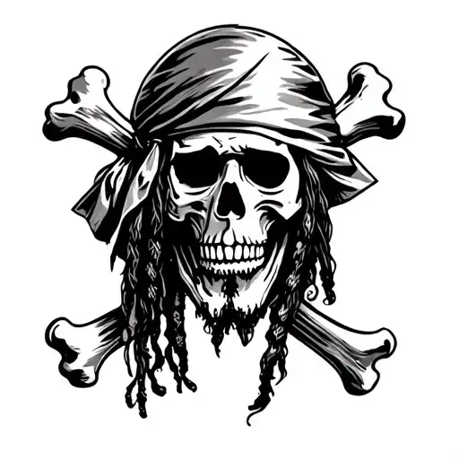 Pirates of the Caribbean Skull Crossbones  Jack Sparrow with Bandana tattoo design idea