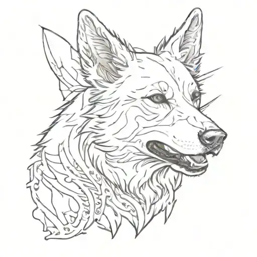 Angry white swiss shepherd tattoo design idea