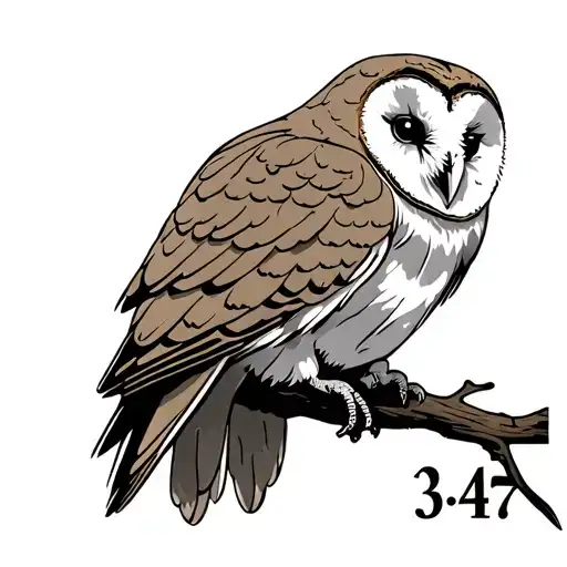 "3:47" Barn Owl tattoo design idea