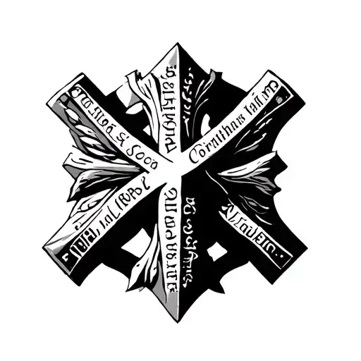Jerusalem Cross with 1 Corinthians 13 tattoo design idea