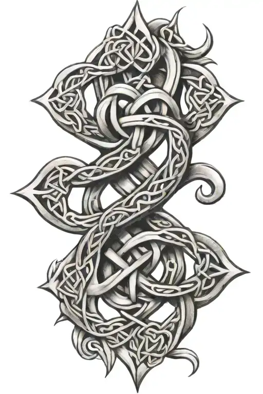 Celtic love knot design incorporating elements tattoo design idea