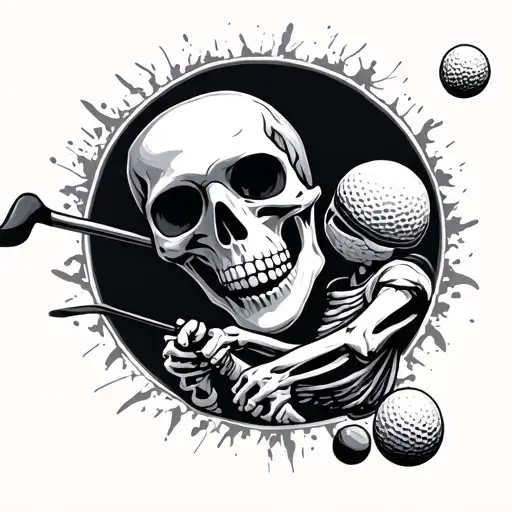 Skeleton Golfing tattoo design idea