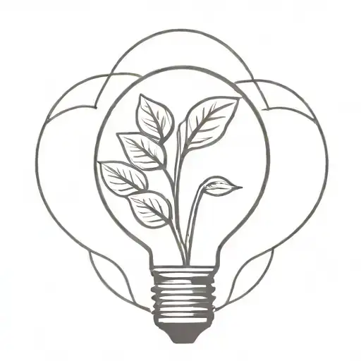 plant under light bulb simple lines tattoo design idea