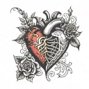 autonomy correct heart broken mended together tattoo design idea