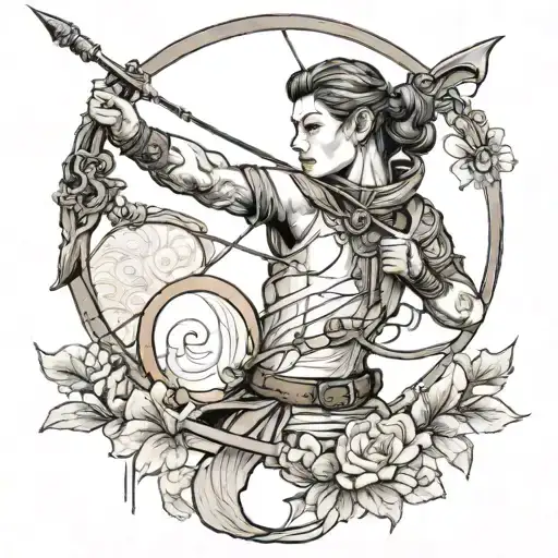 Sagittarius archer shooting tattoo design idea