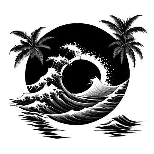 Philippine sun and wave tattoo simple tattoo design idea