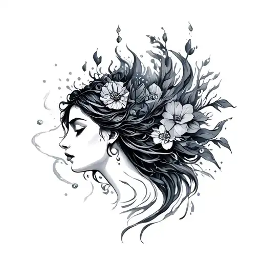 water Goddess tattoo design idea