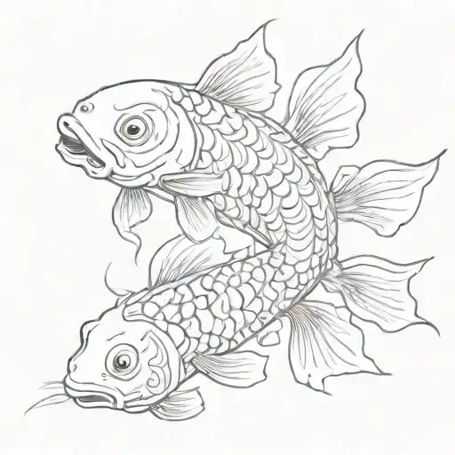 a skeletal koi carp tattoo design idea
