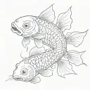 a skeletal koi carp tattoo design idea
