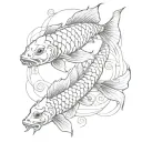 a skeletal koi carp tattoo design idea