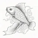 a skeletal koi carp tattoo design idea