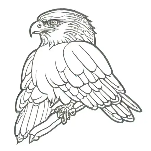 clockwork red tailed hawk tattoo design idea