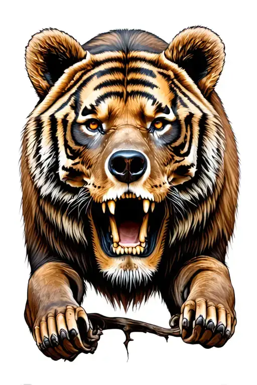 bears lions tigers outdoor nature skull soft shading tattoo design idea