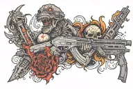 call of duty bo2 zombies inspired but not directly related, full forearm tat tattoo design idea