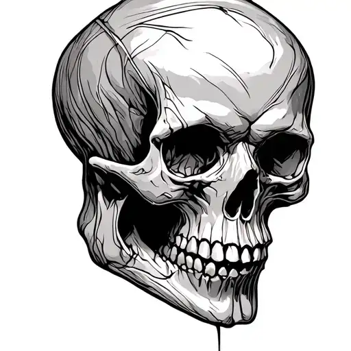 scull made entirely of short lines only use black tattoo design idea