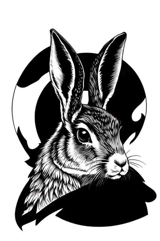 hare head tattoo design idea