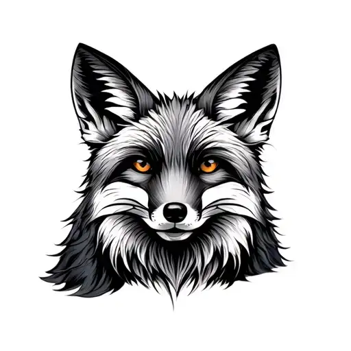 Minimalist tattoo of a fox on a man's back tattoo design idea