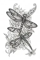 forarm half sleeve tattoo featuring dragonfly tattoo design idea