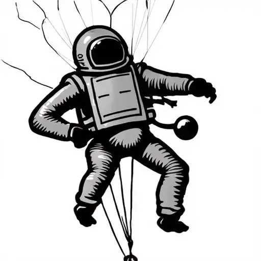 minimalist parachute shadow bonhomme free fall Stickman tattoo design idea