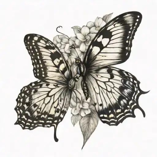 A butterfly but one side made with the letter E and the other side made with the letterB tattoo design idea