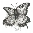 A butterfly but one side made with the letter E and the other side made with the letterB tattoo design idea