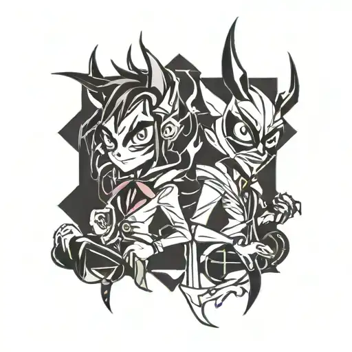 lucifer and alastor from hazbin hotel tattoo design idea