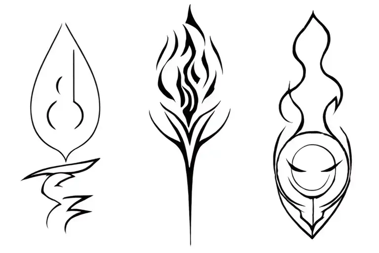 appa from avatar the last airbender with all 4 elements tattoo design idea