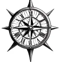 compass and clock tattoo design idea