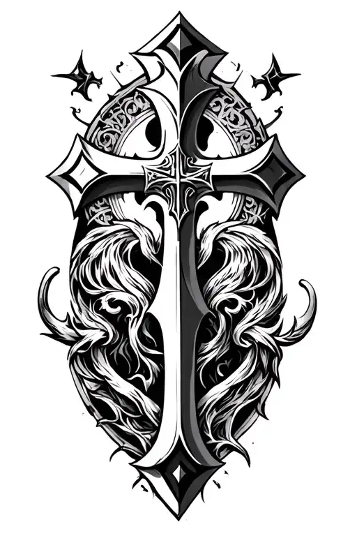 Crusader Cross God will vultten tattoo design idea