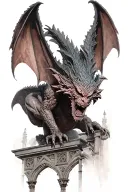 dark gargoyle gothic architecture tattoo design idea