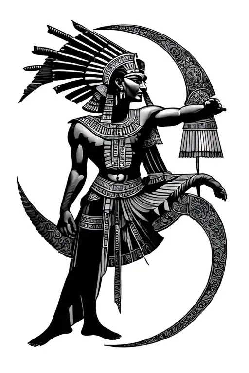 Young Egyptian moon god tattoo design idea